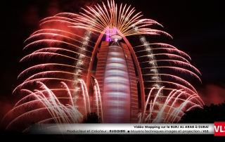 vidéo mapping dubai avec feux d'artifice par VLS