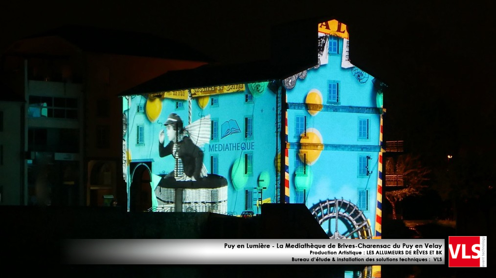 installation mapping permanent -Puy en Lumières-La Médiathèque de Brives-Charensac du Puy en Velay