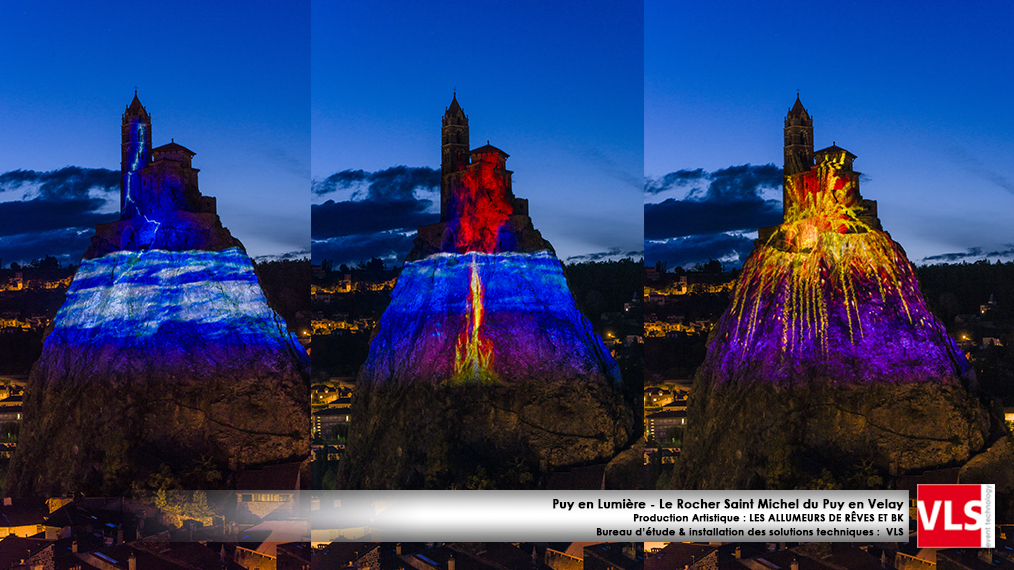 Mapping monumental sur le Rocher Saint Michel du Puy en Velay - installation de solution perenne