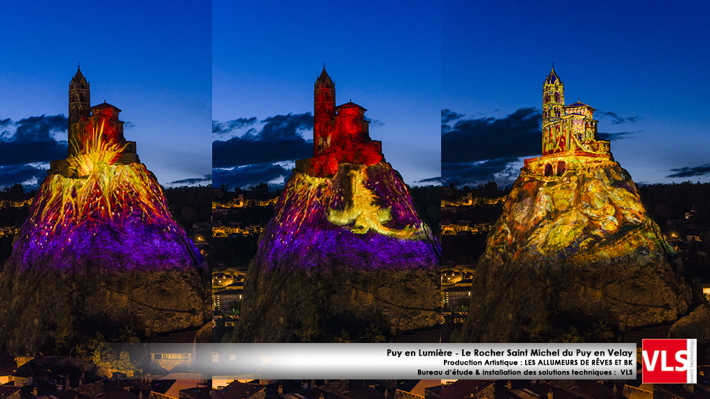 Mapping monumental sur le Rocher Saint Michel du Puy en Velay - installation de solution perenne