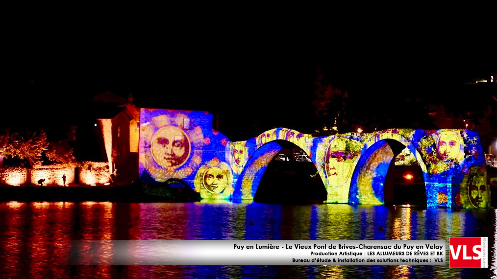 installation mapping monumental permanent -Puy en Lumières-Le Vieux Pont de Brives-Charensac du Puy en Velay