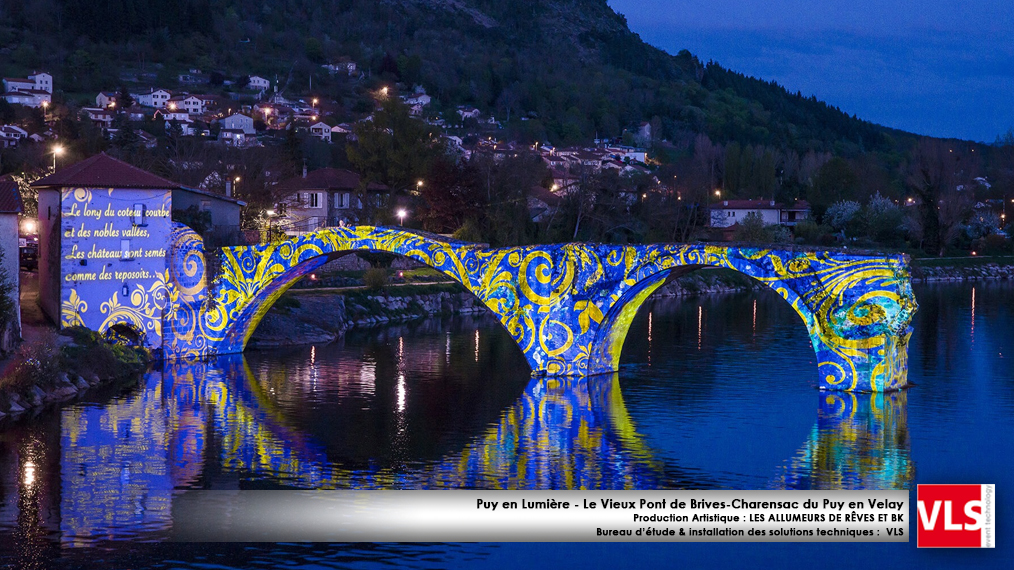 installation mapping monumental permanent -Puy en Lumières-Le Vieux Pont de Brives-Charensac du Puy en Velay