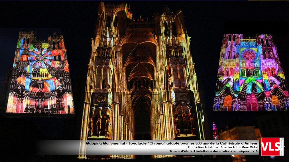 Mapping Monumental -Spectacle Chroma de spectre Lab -800 ans Cathédrale d amiens-2020