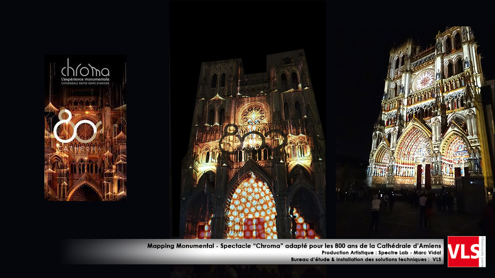 Mapping Monumental -Spectacle Chroma de spectre Lab -800 ans Cathédrale d amiens-2020