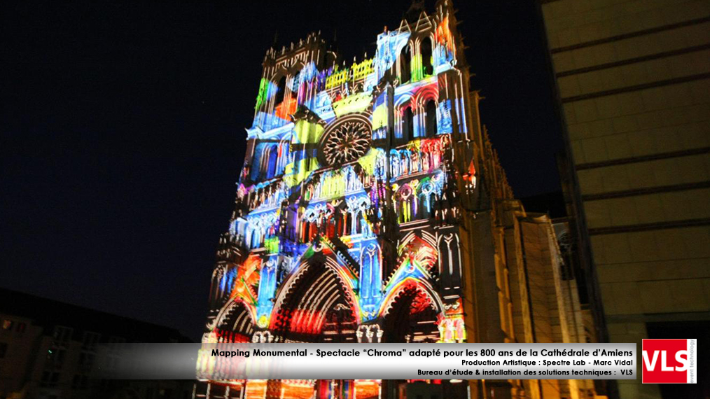 Mapping Monumental -Spectacle Chroma de spectre Lab -800 ans Cathédrale d amiens-2020