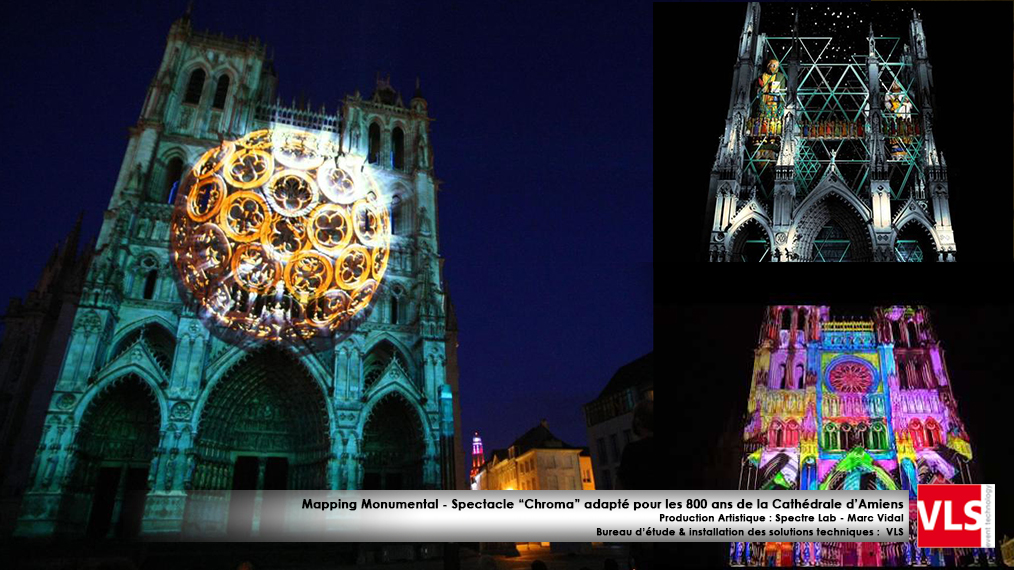 Mapping Monumental -Spectacle Chroma de spectre Lab -800 ans Cathédrale d amiens-2020