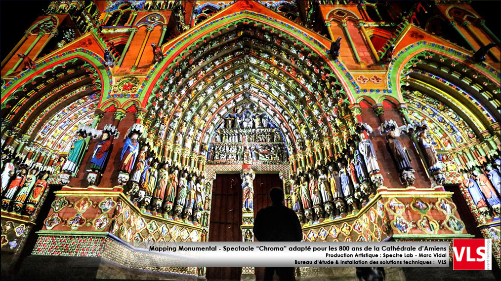 Mapping Monumental -Spectacle Chroma de spectre Lab -800 ans Cathédrale d amiens-2020