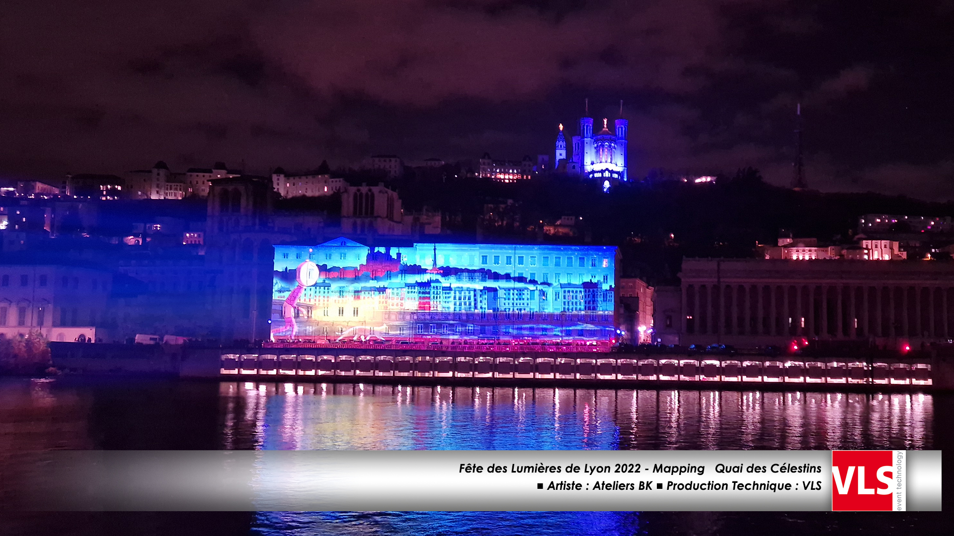 Mapping VLS - quai des Celestins fete des lumières de Lyon 2022 - Ateliers BK