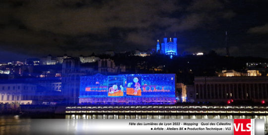 Mapping VLS - quai des Celestins fete des lumières de Lyon 2022 - Ateliers BK