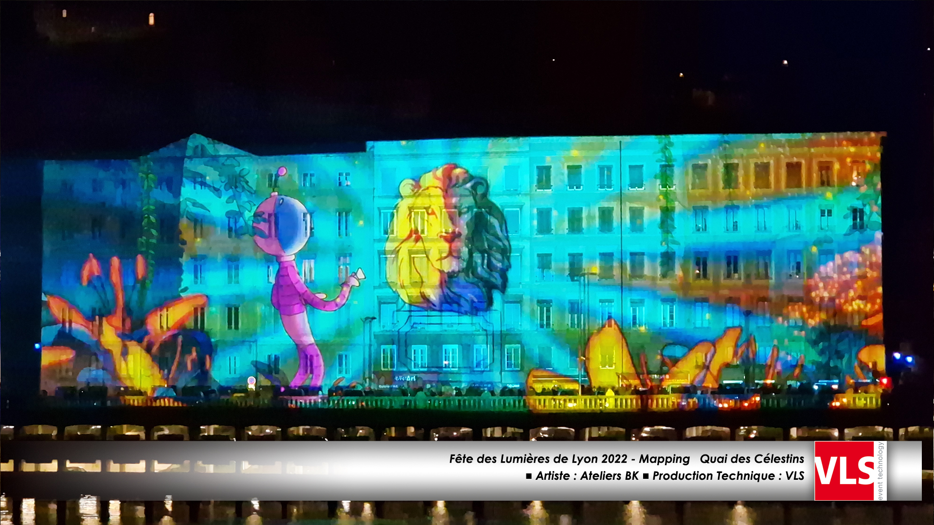 Mapping VLS - quai des Celestins fete des lumières de Lyon 2022 - Ateliers BK