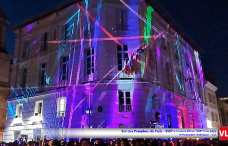 2022- Bal des Pompiers de Paris - BSSP- Caserne Bitche Mapping video Eclairage IVL Photon sonorisation systeme A15 LAcoustics