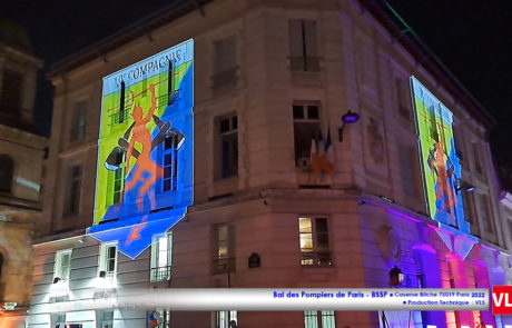 2022- Bal des Pompiers de Paris - BSSP- Caserne Bitche Mapping video Eclairage IVL Photon sonorisation systeme A15 LAcoustics