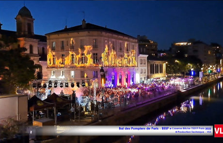 2022- Bal des Pompiers de Paris - BSSP- Caserne Bitche Mapping video Eclairage IVL Photon sonorisation systeme A15 LAcoustics