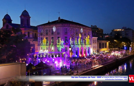 2022- Bal des Pompiers de Paris - BSSP- Caserne Bitche Mapping video Eclairage IVL Photon sonorisation systeme A15 LAcoustics