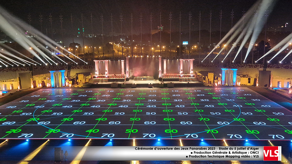 Cérémonie d’ouverture des Jeux Sportifs Arabes 2023 - Stade du 5 juillet d’Alger ■ Production Générale & Artistique : ONCI ■ Production Technique Mapping vidéo : VLS