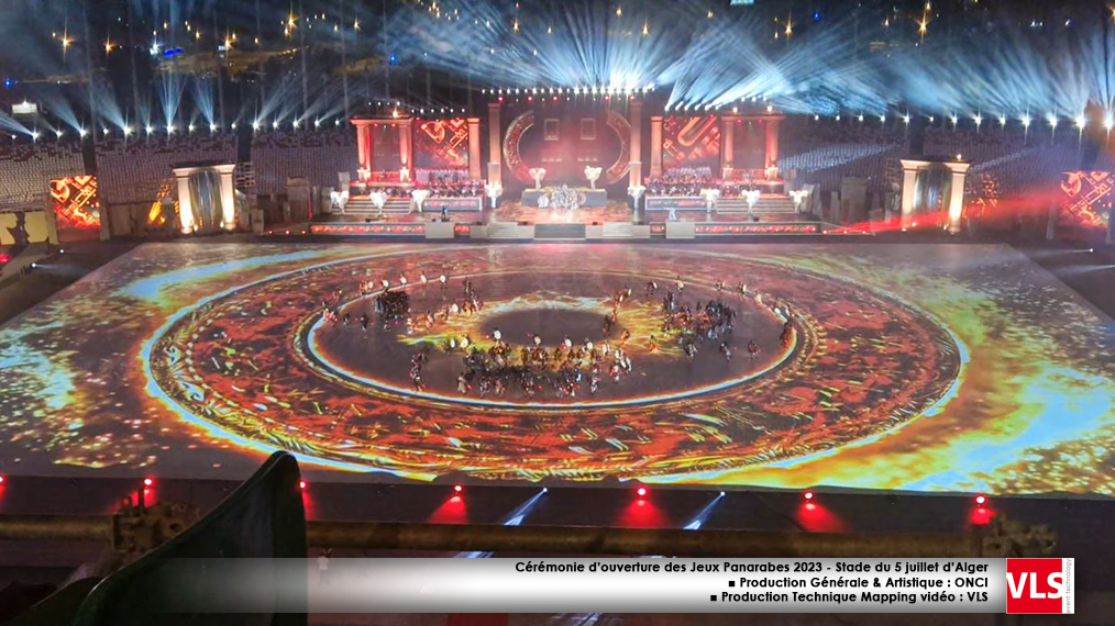 Cérémonie d’ouverture des Jeux Sportifs Arabes 2023 - Stade du 5 juillet d’Alger ■ Production Générale & Artistique : ONCI ■ Production Technique Mapping vidéo : VLS