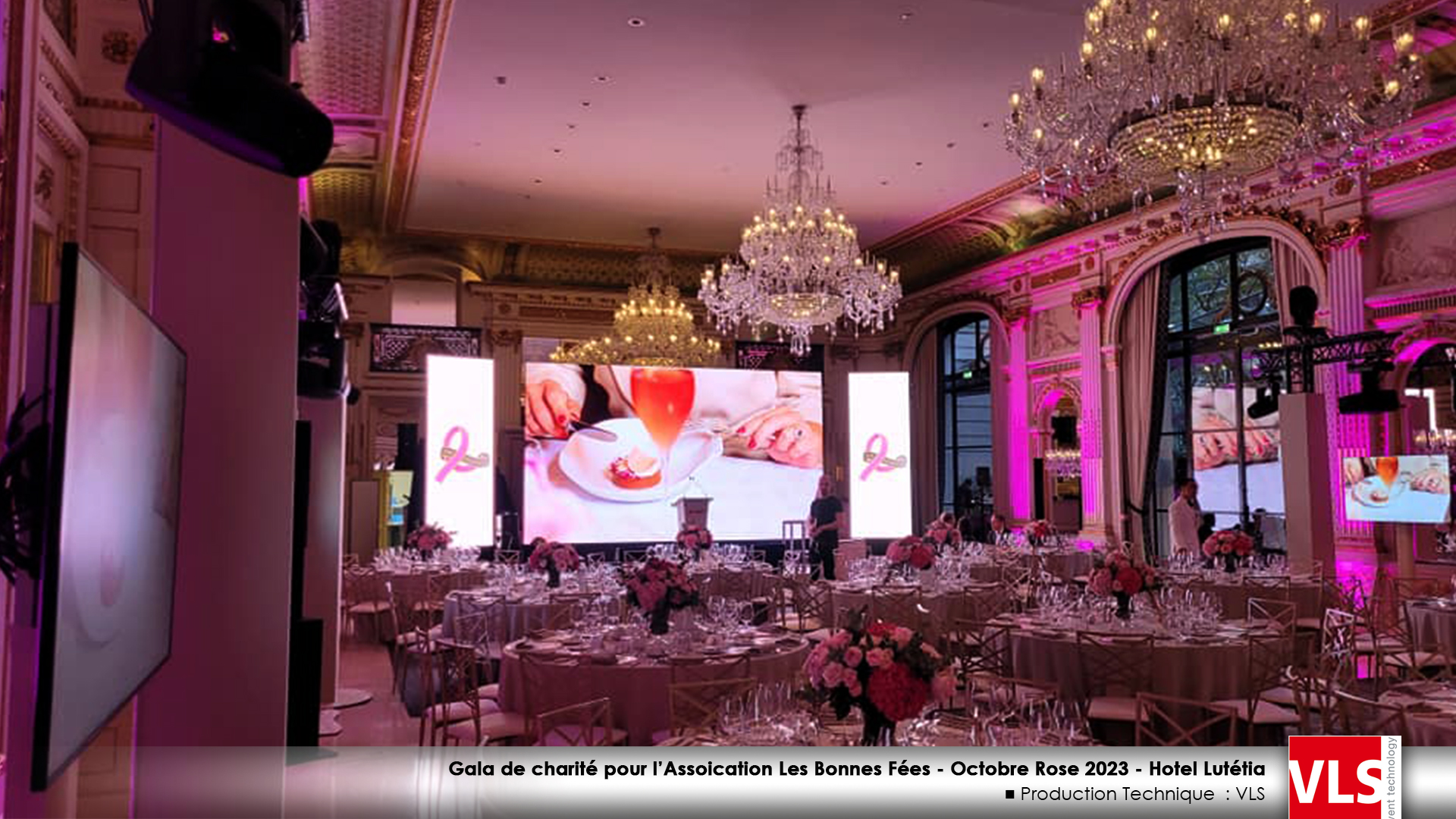 2023 Gala de charité Association Les Bonnes Fées Octobre Rose - Hotel Lutétia -Mur LED Design Light Son Syva