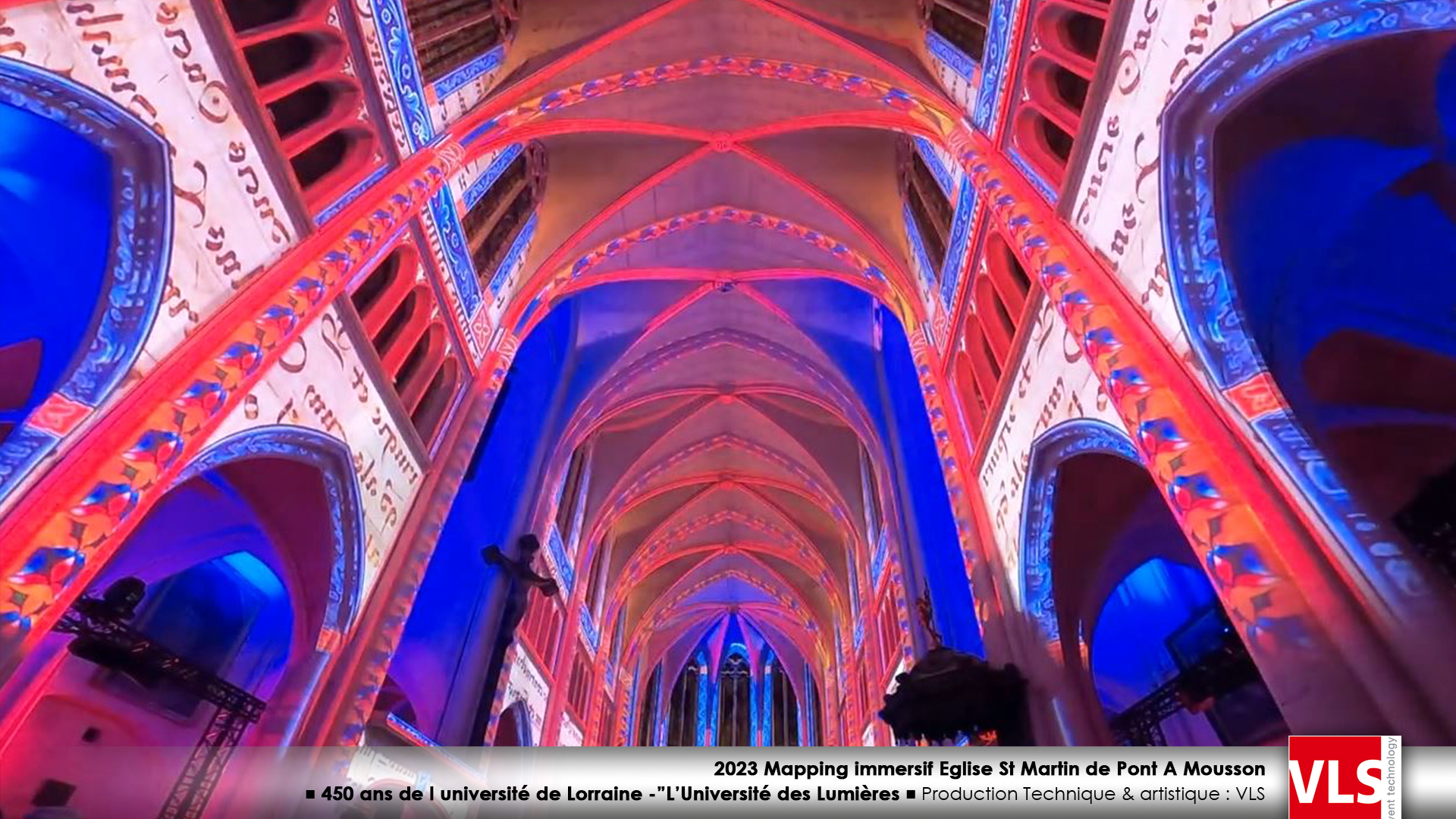 2023-Mapping-immersif-Universite-des-Lumieres-Eglise-st-Martin de Pont a Mousson Production VLS mapping création visuelle et sonore design lumières