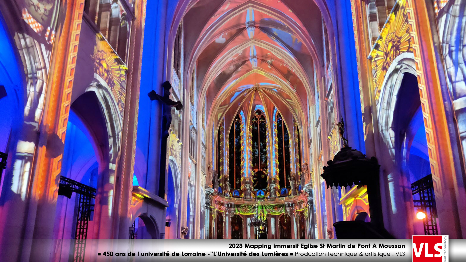 2023-Mapping-immersif-Universite-des-Lumieres-Eglise-st-Martin de Pont a Mousson Production VLS mapping création visuelle et sonore design lumières